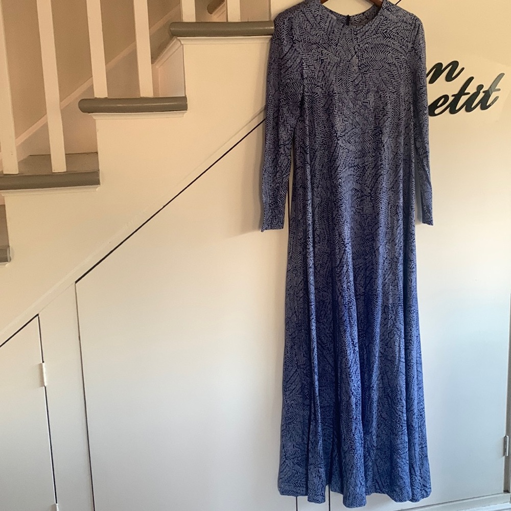 VINTAGE DVF Fit & Flare jersey Maxi - Dyed Blue print US M Est.